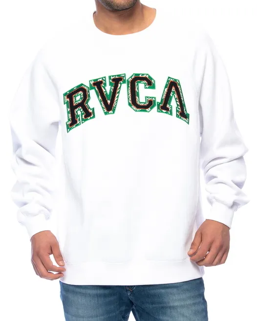 RVCA  |Crew Neck Long Sleeves Plain Logo Sweatshirts