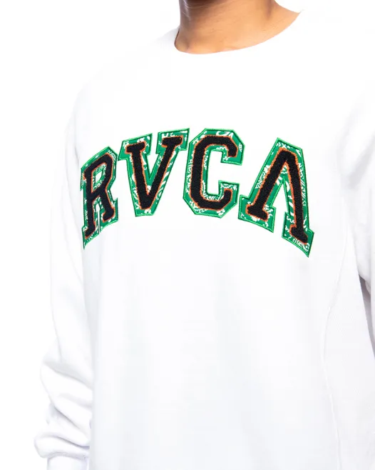 RVCA  |Crew Neck Long Sleeves Plain Logo Sweatshirts