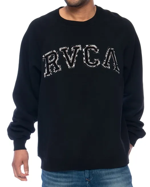 RVCA  |Crew Neck Long Sleeves Plain Logo Sweatshirts