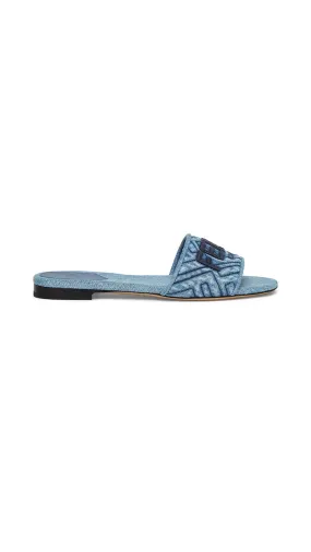 Signature Denim Slides - Blue