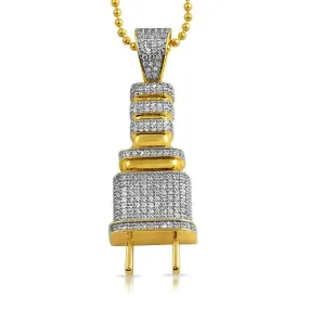 Small Gold Plug CZ Hip Hop Bling Bling Pendant