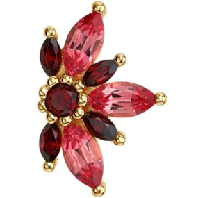 Starling Threaded End in Gold with Padparadscha Sapphire & Garnets