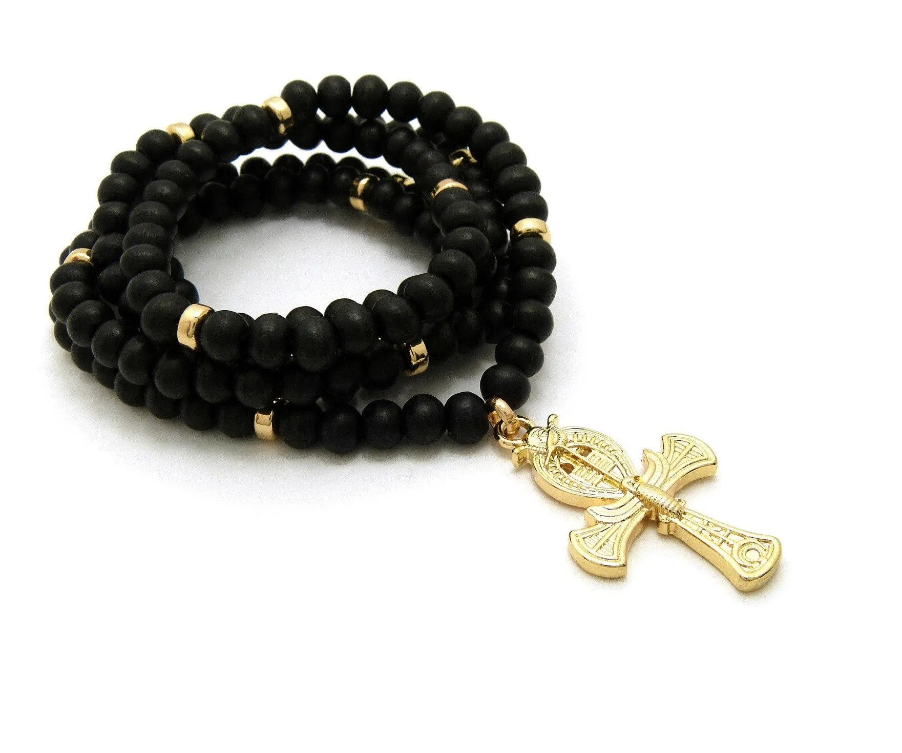 Wooden Necklace Cross Chain (Gold)