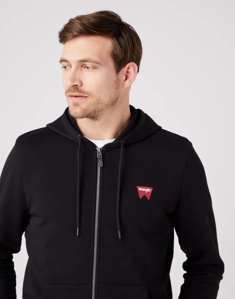 Wrangler Logo Zip Up Hooded Sweatshirts Black