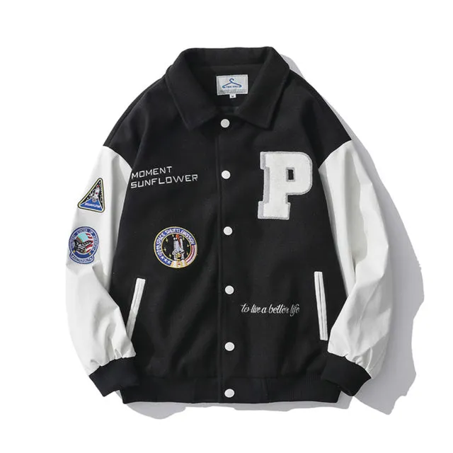 Xituodai Baseball Jackets for Men Applique Embroidery Leather Seeve Men's Clothing 2022 Streetwear Casual Varsity Bomber Jacket 