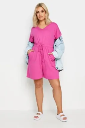 YOURS Curve Hot Pink Drawstring Playsuit